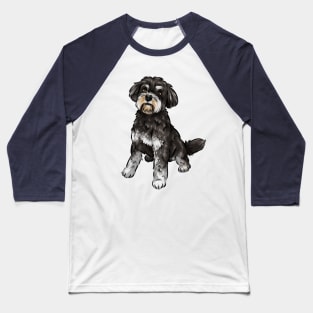 Cute Miniature Schnauzer Dog | Black and White Baseball T-Shirt